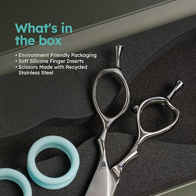 6" Professional Hair Scissors – Barber Shears Made with Premium VG10 Steel, Lightweight, Razor-Sharp, Handcrafted with Ergonomic Handle and Convex Blade, Also Great for Home Use | K9 Shears