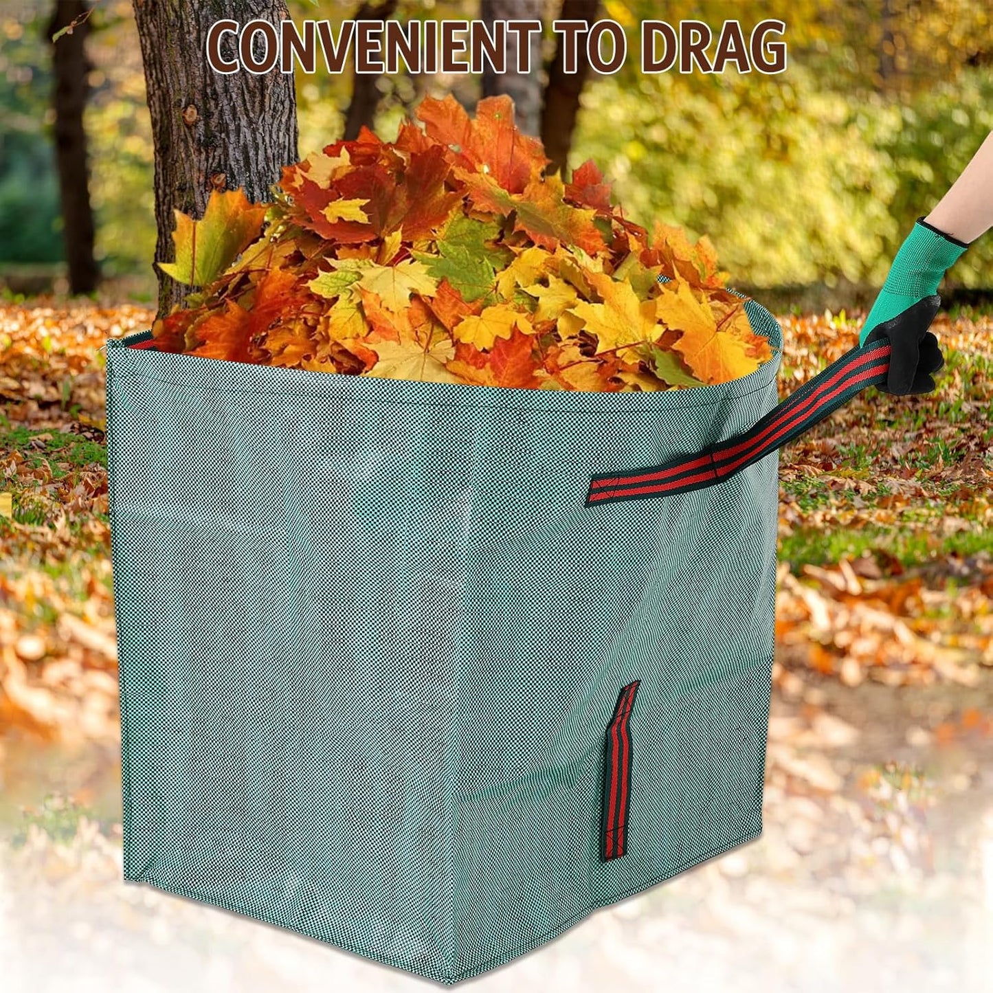 Berlune 4 Pack 72 Gallon Garden Bags for Debris Extra Large Dustpan-type Lawn Yard Waste Bags with 2 Pairs Gardening Gloves Reusable Heavy Duty Lawn and Leaf Bag for Parties, Laundry, Camping