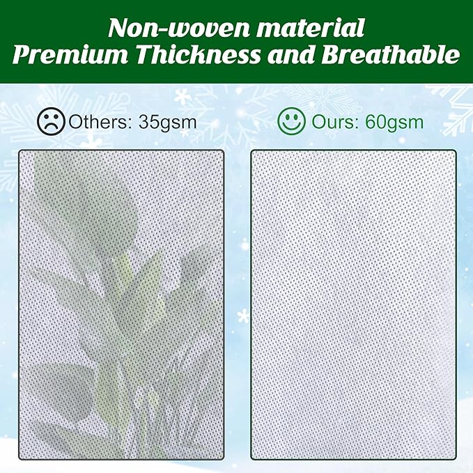 Alpurple 4 Packs Winter Drawstring Plant Covers - 47" X 31.5" Warm Plant Protection Cover Bags, Frost Cloth Blanket Protecting Fruit Tree Potted Plants from Freezing Animals Eating