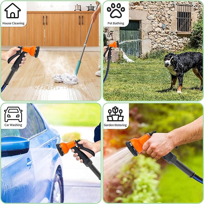 100 FT Garden Hose, Flexible No Kink Heavy Duty Garden Water Hose Flex Copper Bullet Collapsible Washer Rubber Hose 5/8" Soft Lightweight Outdoor Waterhose Manguera Para Jardin