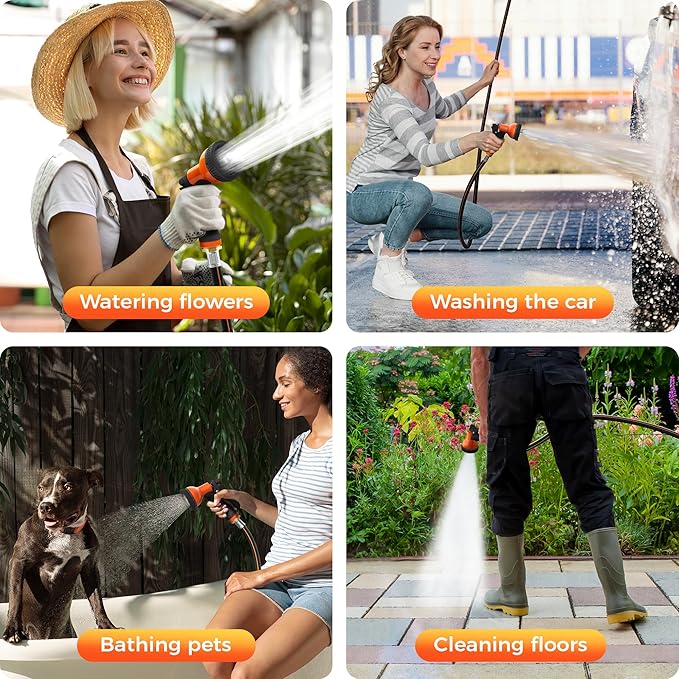 Retractable Garden Hose Reel 1/2 in x 65 ft, Auto-Rewind & Any Length Lock, 180° Swivel Heavy Duty Hose Reel Wall Mount for Outside, 10 Spray Patterns, UV-Resistant