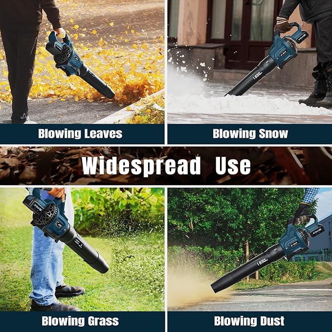 GEVEELIFE Leaf Blower Cordless, 650CFM & 3 Speed Levels, Electric Cordless Leaf Blower with 2 * 5.0Ah Battery Powered, Blowers for Lawn Care, Yard, Blowing Leaves, Dust, Snow
