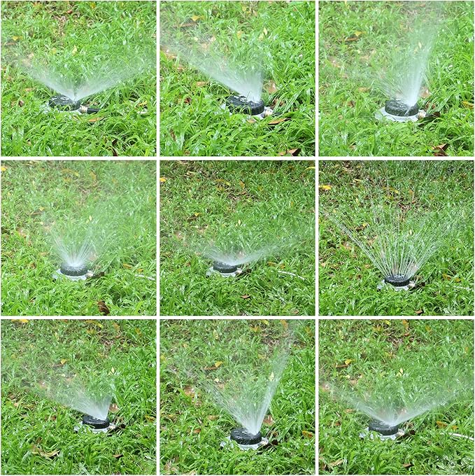 STYDDI Metal 9-Pattern Turret Lawn Sprinkler, 9 Pattern Garden Sprinkler with Heavy-Duty Metal Base, Great for Small, Shaped, Medium-Sized Yard Areas, Coverage Area Up to 1,022 Sq.Ft