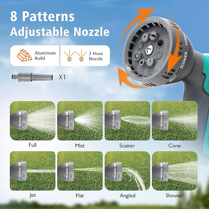 Retractable Garden Hose Reel - 1/2 in x 80 ft Wall Mounted Heavy Duty Water Hose Reel with Automatic Slow Rewind System, 180°Swivel Bracket, 2 Hose Nozzle, Dark Gray