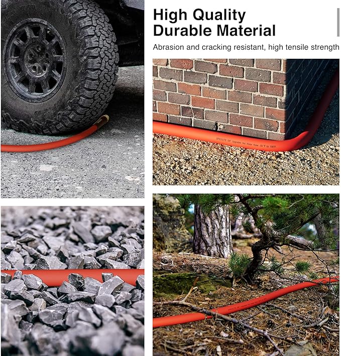 SPECILITE 3/4" Hot/Cold Short Leader Garden Water Hose 5 ft, -50℉-190℉, Flexible & Lightweight Rubber Pipes With 3/4" Brass Fittings for Yard, Outdoor, Farm, Red