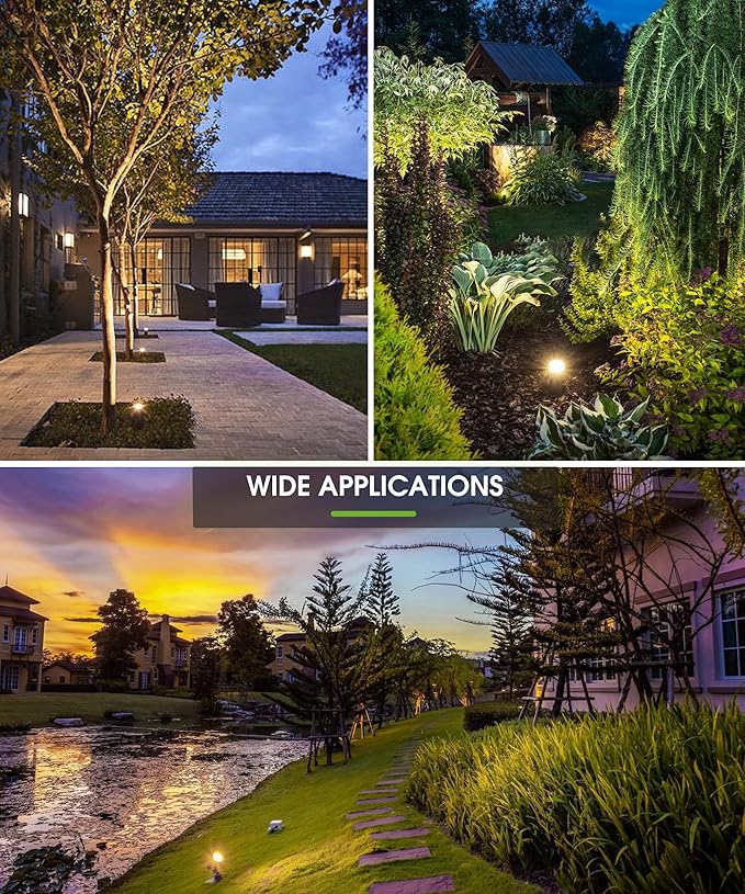 LOHAS 10W Dusk to Dawn Outdoor Lighting, Auto On/Off 3000K Landscape Spot Lights Outdoor, IP66 Waterproof Spot Lights for Yard, Garden, House, Pathway, Plant, UL Listed (2 Pack)