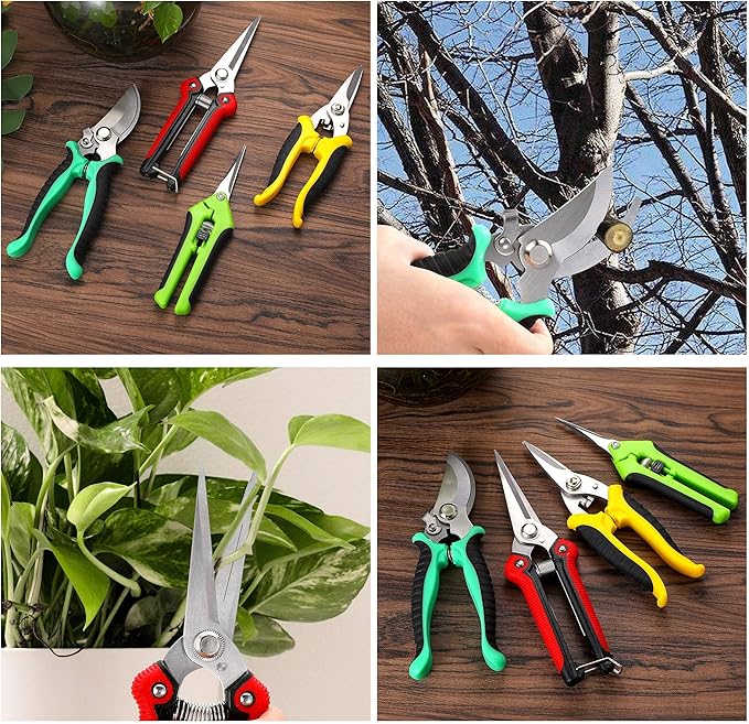 5โPiece Garden Pruning Shears Set with Gloves & Storage Bag โ Stainless Steel Trimming Scissors for Flowers, Herbs & Small Branches โ Ergonomic Gardening Tools Kit (Multi-color)