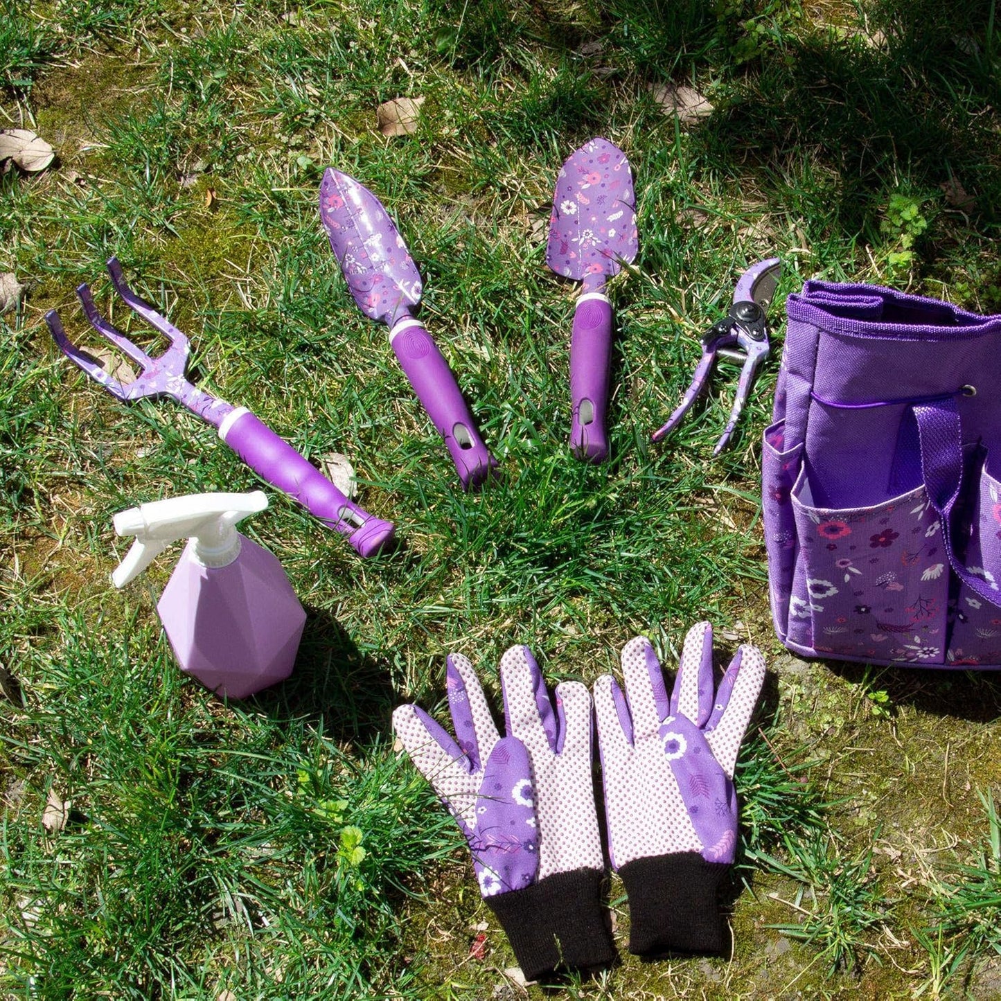 Gardening Gifts for Women, Garden Tool Set, Heavy Duty Gardening Hand Tools with Garden Tool Bag, Purple