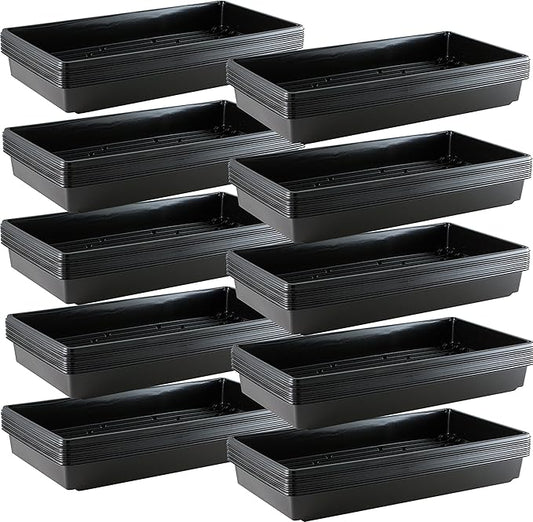 10x20 Inch Black Plastic 100 Pack Plant Propagation Tray – Growing Trays for Garden, Planting, Seedling, Soil & Hydroponic Horticulture - Microgreen Trays Grow Plants - No Drain Holes