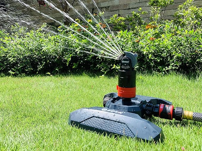 Eden 94124 Multi Pattern Turbo Gear Drive Sprinkler Plus Misting System, with Quick Connect Set, 360 Degree Coverage