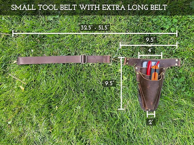 Garden Tool Belt, Handmade Premium Leather with Pouches Pockets Holster for Women & Men, Gardeners, Florists, Electrician, Carpenter, Farmer, Landscaper