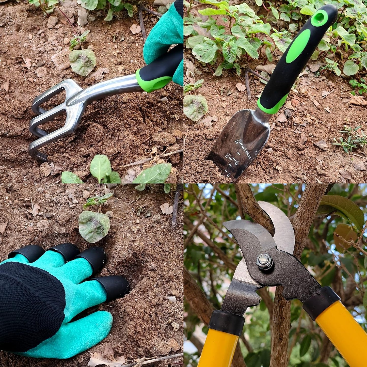 Gardening Tools โ 42 Piece Premium Gardening Tool Set,Heavy Duty Hand Tools with Fashion Garden Tools Organizer Handbag,Rust-Proof Gardening Tool Kit, Ideal Gardening Gifts for All (Green/Grey)