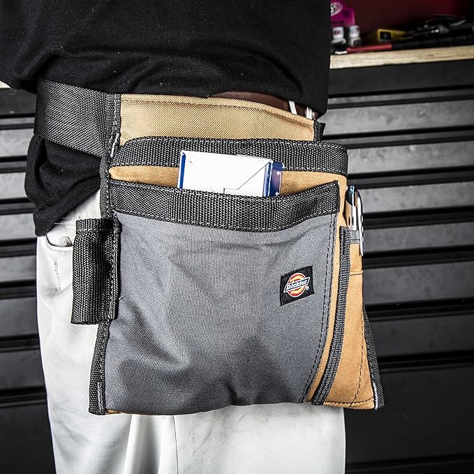 Dickies 5-Pocket Single Side Tool Belt Pouch/Work Apron, Durable Canvas Construction, Adjustable Belt for Custom Fit