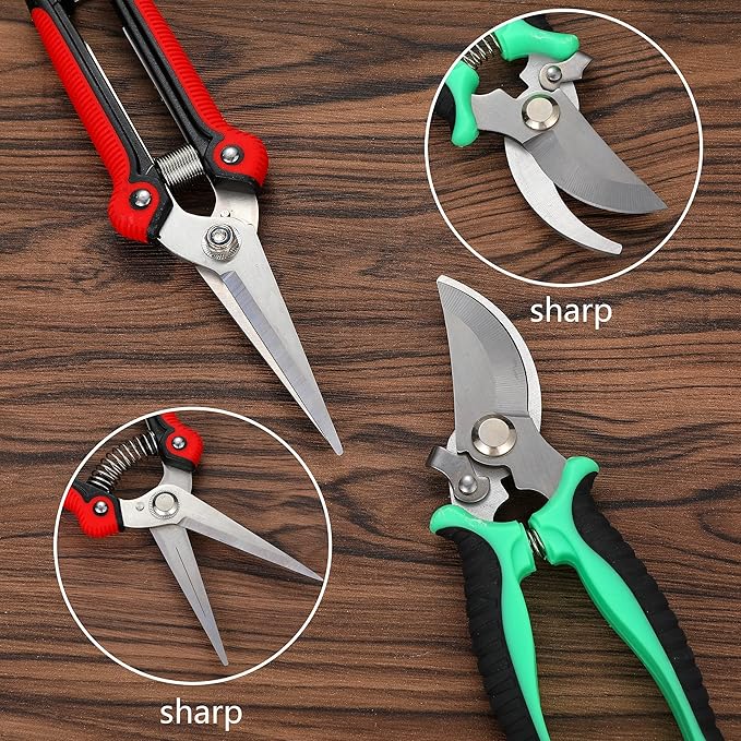 5โPiece Garden Pruning Shears Set with Gloves & Storage Bag โ Stainless Steel Trimming Scissors for Flowers, Herbs & Small Branches โ Ergonomic Gardening Tools Kit (Multi-color)