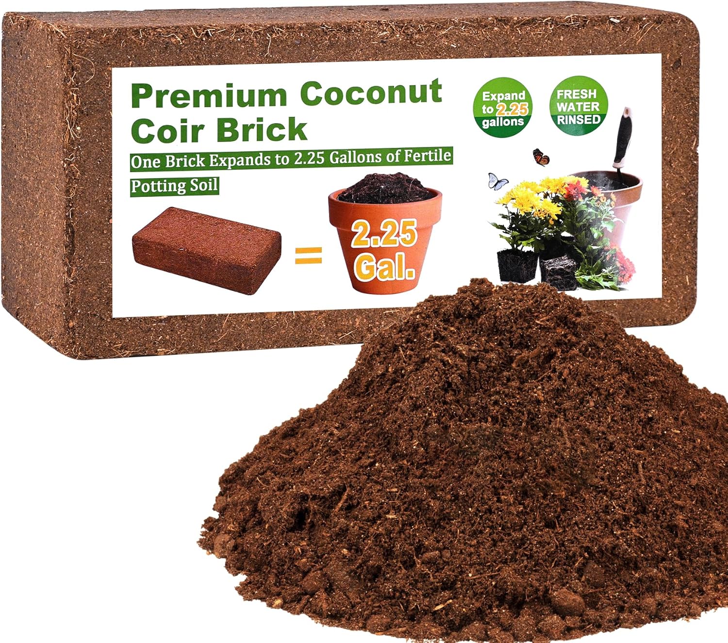 Various soil and coco coir mixes in garden pots.