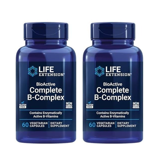 Life Extension Bioactive Complete B-Complex - 60 Vegetarian Capsules (Pack of 2)