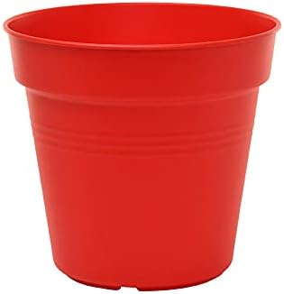 Mintra Home Garden Pots 4pk - Flowers, Herbs, Plants, Indoor, Outdoor, Colorful, Wholesale, Bulk (Red, 17cm Diameter (6.6in))