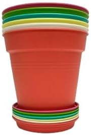 Mintra Home Garden Pots 4pk - Flowers, Herbs, Plants, Indoor, Outdoor, Colorful, Wholesale, Bulk (Assorted Pastel 6pk, 17cm Diameter (6.6in))