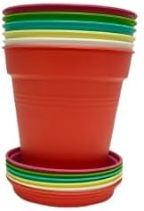Mintra Home Garden Pots 6pk - Flowers, Herbs, Plants, Indoor, Outdoor, Colorful, Wholesale, Bulk (Assorted Pastel 6pk, 15cm Diameter (5.9in))