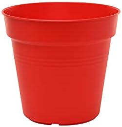 Mintra Home Garden Pots 4pk - Flowers, Herbs, Plants, Indoor, Outdoor, Colorful, Wholesale, Bulk (Red, 13cm Diameter (5in))