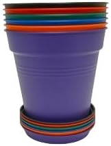 Mintra Home Garden Pots - Flowers, Herbs, Plants, Indoor, Outdoor, Colorful, Wholesale, Bulk (Assorted 6pk, 17cm Diameter (6.6in))