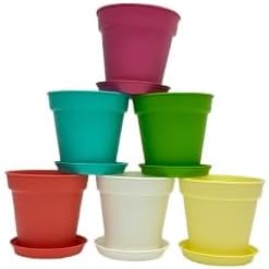 Mintra Home Garden Pots 4pk - Flowers, Herbs, Plants, Indoor, Outdoor, Colorful, Wholesale, Bulk (Assorted Pastel 6pk, 11cm Diameter (4.3in))