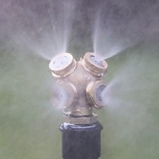 Joywayus Brass Misting Spray Nozzle 3/4" GHT Male 4-Holes Garden Sprinklers Irrigation Connector Water Sprinklers Mister Heads Fitting with Filter Mesh (Pack of 2)