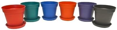 Mintra Home Garden Pots - Flowers, Herbs, Plants, Indoor, Outdoor, Colorful, Wholesale, Bulk (Assorted 6pk, 15cm Diameter (5.9in))