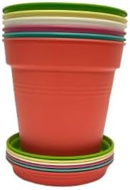 Mintra Home Garden Pots - Flowers, Herbs, Plants, Indoor, Outdoor, Colorful, Wholesale, Bulk (Assorted Pastel 6pk, 19cm Diameter (7.5in))