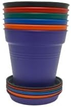 Mintra Home Garden Pots - Flowers, Herbs, Plants, Indoor, Outdoor, Colorful, Wholesale, Bulk (Assorted 6pk, 11cm Diameter (4.3in))