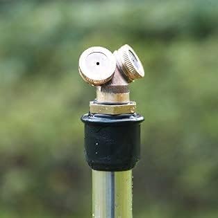 Joywayus Brass Misting Spray Nozzle 3/4" GHT Male 2-Holes Garden Sprinklers Irrigation Connector Water Sprinklers Mister Heads Fitting with Filter Mesh (Pack of 2)