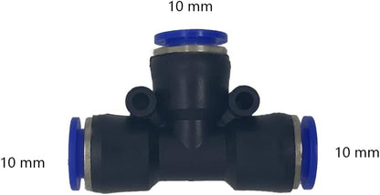 5 Pcs 10mm x 10mm x 10mm Pneumatic T Shaped 3 Way Tube Reducer Connector,Quick Push to Connect Tee Fitting