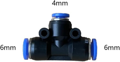 5 Pcs 6mm x 4mm x 6mm Pneumatic T Shaped 3 Way Tube Reducer Connector,Quick Push to Connect Tee Fitting