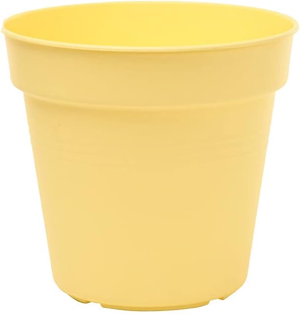 Mintra Home Garden Pots 4pk - Flowers, Herbs, Plants, Indoor, Outdoor, Colorful, Wholesale, Bulk (Yellow, 17cm Diameter (6.6in))
