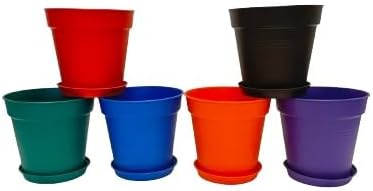 Mintra Home Garden Pots - Flowers, Herbs, Plants, Indoor, Outdoor, Colorful, Wholesale, Bulk (Assorted 6pk, 17cm Diameter (6.6in))
