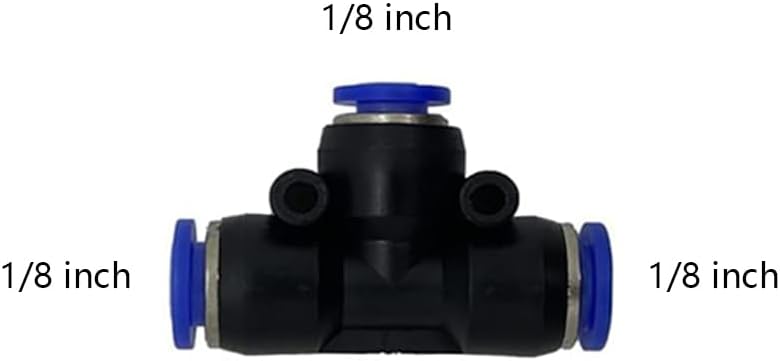 5 Pcs 1/8" x 1/8"x 1/8" Pneumatic T Shaped 3 Way Tube Reducer Connector,Quick Push to Connect Tee Fitting