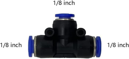 5 Pcs 1/8" x 1/8"x 1/8" Pneumatic T Shaped 3 Way Tube Reducer Connector,Quick Push to Connect Tee Fitting