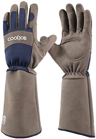 COOLJOB Thorn Proof Rose Pruning Garden Gloves for Men, Longer Sleeve Padded Yard Work for Bush, Blackberry, Cactus, Heavy Duty/Puncture Resistant/Machine Washable, Large-Pro, Navy