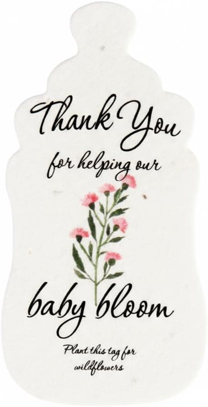 Baby Bottle Shaped Seed Paper – 15 Pink Baby Shower Favors for Guests with Wildflower Seeds, Writable & Plantable, Gender Reveal, Birthday Gifts for Guest