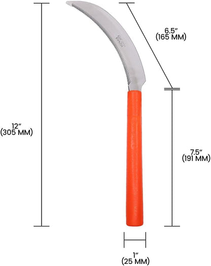 Zenport K208P Harvest Sickle with Plastic Handle, Light Serration, 6.5-Inch Stainless Steel Blade, Orange (3)