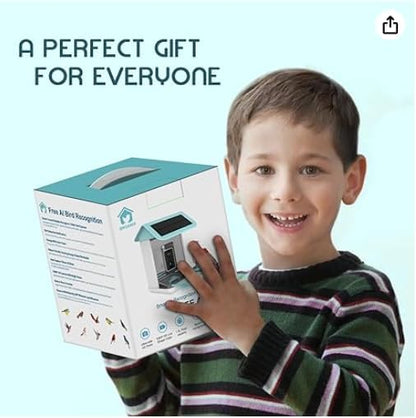 Bird Feeder with Camera, Free AI Forever for 11,000+ Species, 64G TF Card & 1080P HD, Solar-Powered Wireless Outdoor Design, App Alerts & Two-Way Audio for Garden Wildlife Watching (Haze Blue)