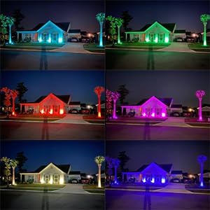 Spot Lights Outdoor Spotlights with Timer, RGB 5W 120V Waterproof Landscape Uplights for Lawn, Yard, Trees, Garden, 6 FT Cord, US Plug, 6 Lights