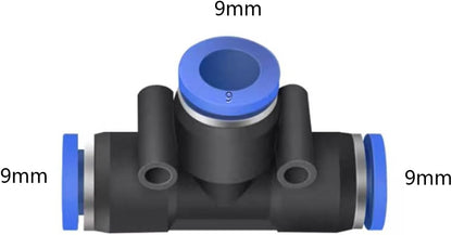 5 Pcs 9mm x 9mm x 9mm Pneumatic T Shaped 3 Way Tube Reducer Connector,Quick Push to Connect Tee Fitting