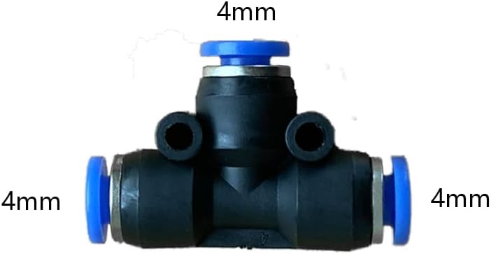 5 Pcs 4mm x 4mm x 4mm Pneumatic T Shaped 3 Way Tube Reducer Connector,Quick Push to Connect Tee Fitting