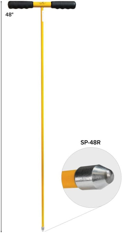 Non-Conductive Fiberglass Soil Probe - 48 Inch Length for Cable and Pipe Detection - Rounded Tip