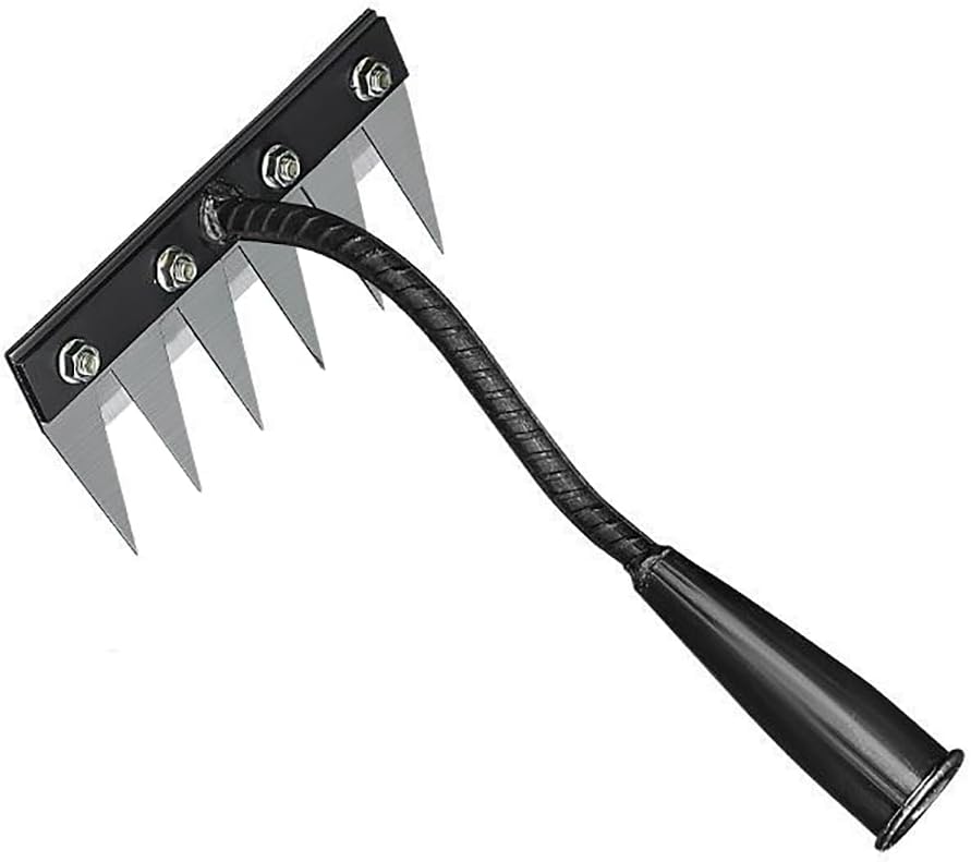 Gardening Hand Weeder Tool,Manual Weeder Tool with Detachable Blades, 4 Sizes High Carbon Steel Dual-Edge Design for Farm Garden Lawn Weed Removal, Soil Cultivation & Root Extraction (6 Tines)