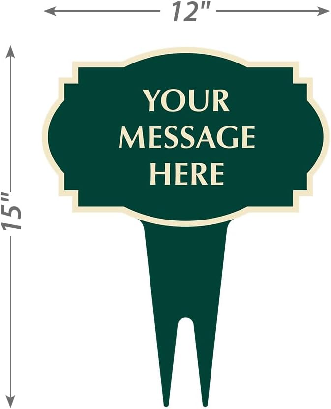 SmartSign 12"x15" Custom Designer Yard Stake Sign (Oxford), 120 mil ACM, Personalized Metal Sign for Address, Trespassing, Dog Poop, Garden, Integrated Ground Stakes, Reflective Option, USA-Made