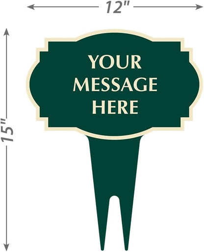 SmartSign 12"x15" Custom Designer Yard Stake Sign (Oxford), 120 mil ACM, Personalized Metal Sign for Address, Trespassing, Dog Poop, Garden, Integrated Ground Stakes, Reflective Option, USA-Made