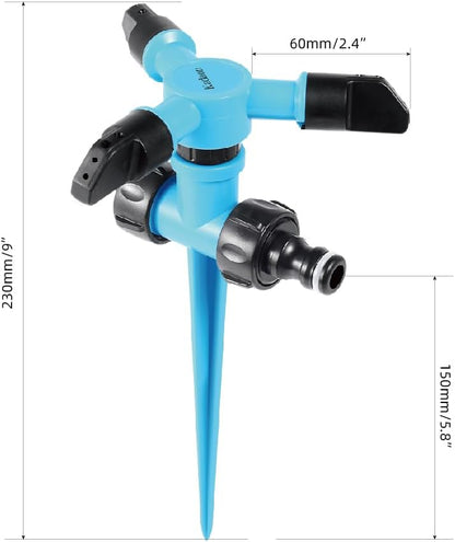 Garden Sprinkler, 360 Degree Rotating Lawn Sprinkler Large Area Coverage - Adjustable, Weighted Gardening Watering System