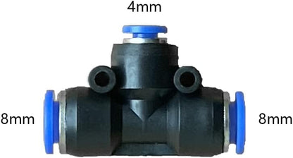 5 Pcs 8mm x 4mm x 8mm Pneumatic T Shaped 3 Way Tube Reducer Connector,Quick Push to Connect Tee Fitting